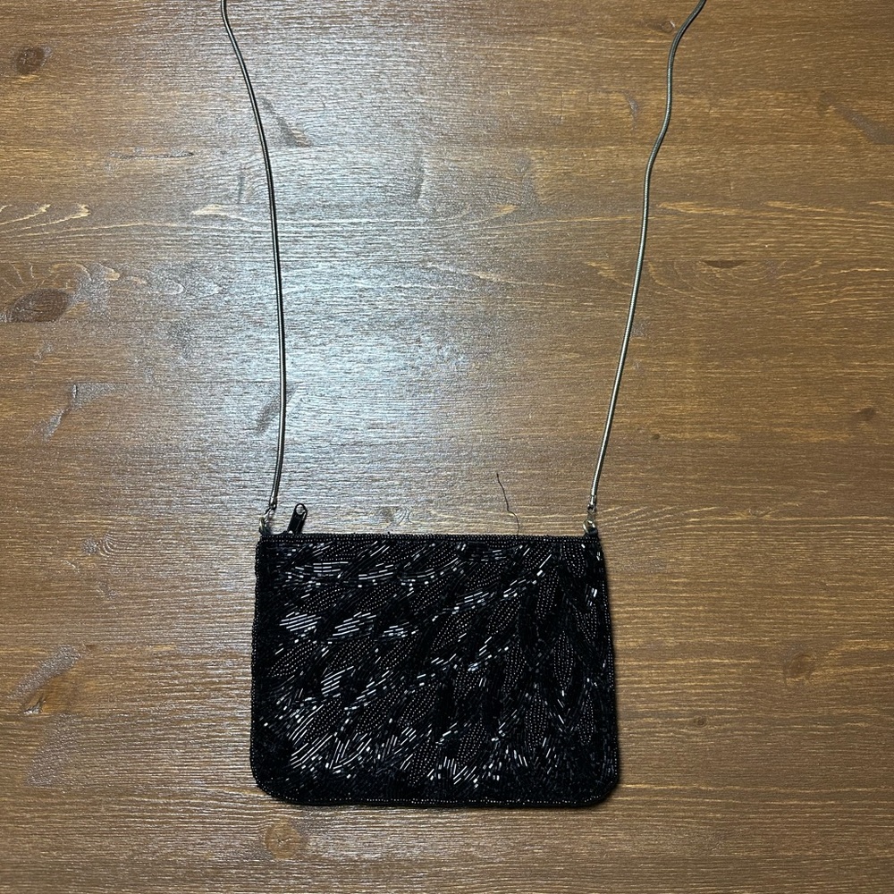 La Regale Elegant Black Beaded Evening Bag